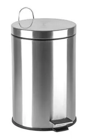 Szemeteskuka, pedál, fém, 12 l, króm